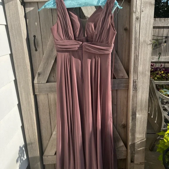 Pink Pleated Bustier Maxi Dress for Weddings - Picture 3 of 5